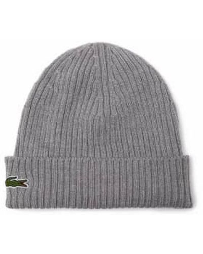 Lacoste Rb0001 Knitted Beanie Heather Agate One Size - Grey