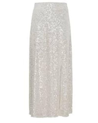 Ichi Fauci Sequinned Maxi Skirt Frosted Almond 20120063 - Bianco