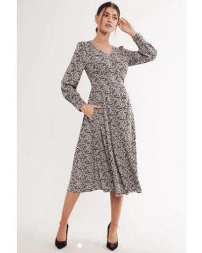 Louche Arwen Ramble Print Midi Dress 10 - Gray