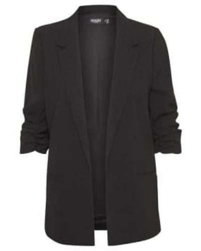 Soaked In Luxury Shirley Blazer With Rouched Sleeves - Nero