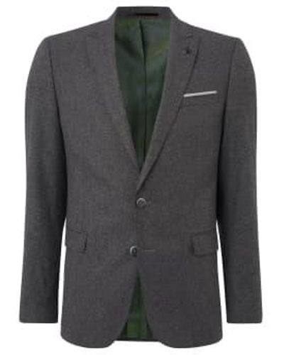 Remus Uomo Mario Charcoal Textured Suit Jacket 44" / Regular - Gray