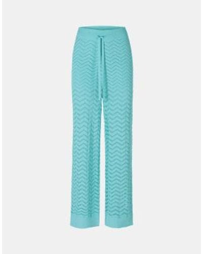 Riani Zig Zag Wide Leg Drawstring Trousers Col 519 Size 10 - Blu