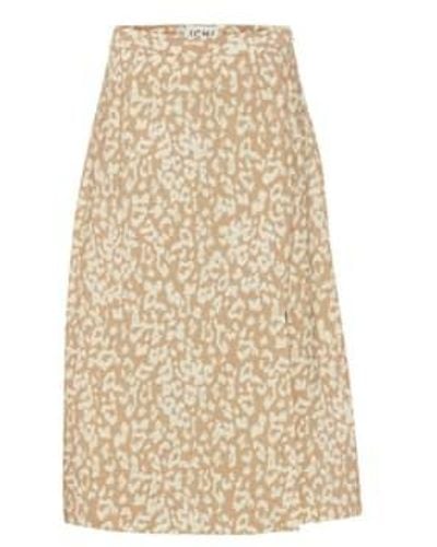 Ichi Tamiko Leopard Skirt 36 - Natural