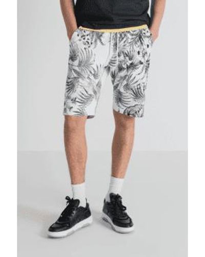 Antony Morato Cremefarbene shorts mit einfarbigem honolulu-print - Grau