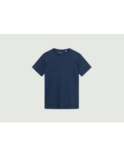 Knowledge Cotton Basic Regular T-shirt S - Blue