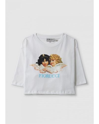 Fiorucci Womens Vintage Angels Cropped T Shirt In White - Bianco