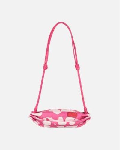 Marimekko Leather Bag With Hinge Shoulder Strap - Pink
