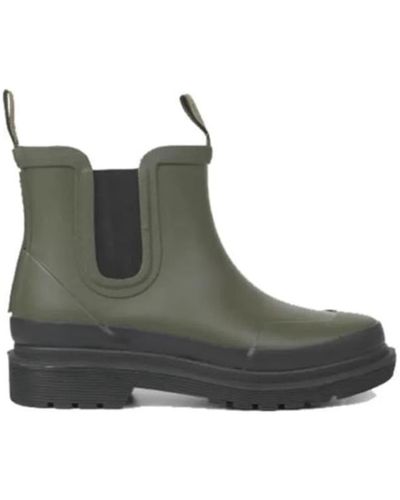 Ilse Jacobsen Short Army Green Rubber Wellington Boots - Grey