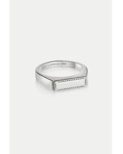 Daisy London Stacked Rope Signet Ring - Bianco