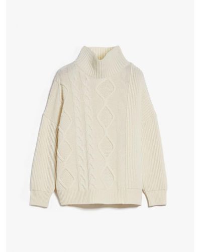 Weekend by Maxmara Ivory Lambert Cable Knit Sweater - Bianco