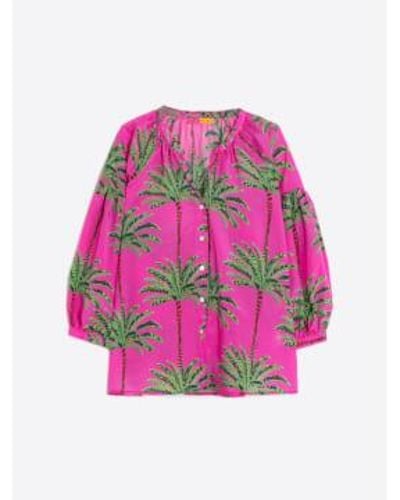 Vilagallo Mabel Palm Print Shirt 40 - Pink