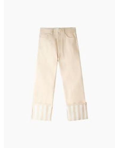 Sunnei Pantalons jean classiques stripes blanches - Neutre