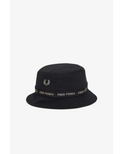 Fred Perry Branded Taped Bucket Hat Medium - Black