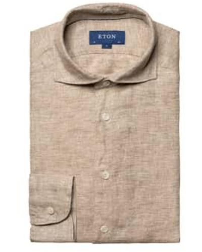 Eton Contemporary fit leinen twill shirt 10000470938 - Natur