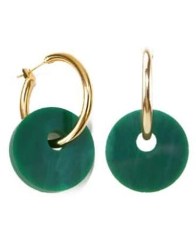 sept cinq Plexiglass Saucer Earrings - Green