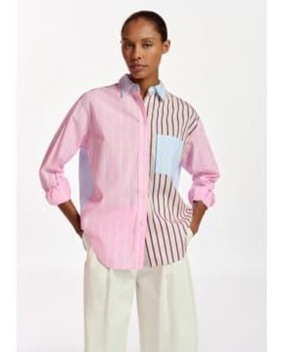 Essentiel Antwerp Famille Patchwork Stripe Shirt - Pink