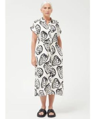 Compañía Fantástica | Strawberry Print Dress & Black Xs - White