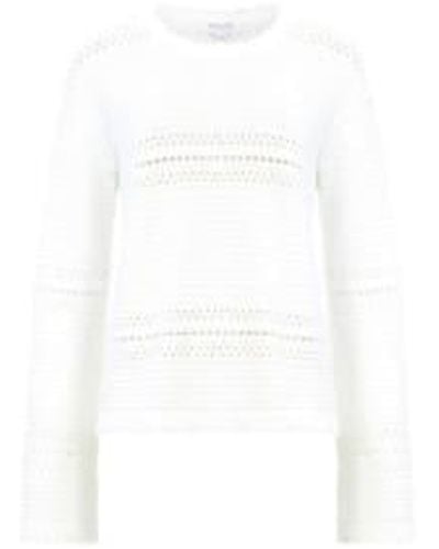 Great Plains Cotton Knit Crew Neck Textured Sweater - White