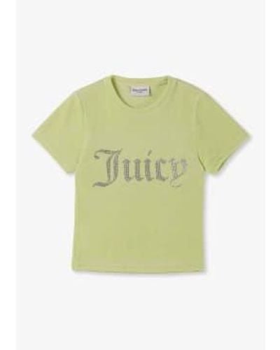 Juicy Couture S Taylor Velour Diamonte T Shirt - Green