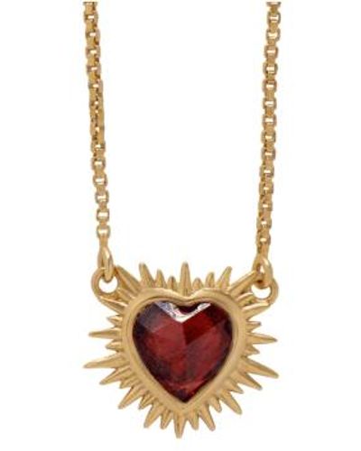 Rachel Jackson Electric Love Mini Garnet Heart Necklace / - Brown