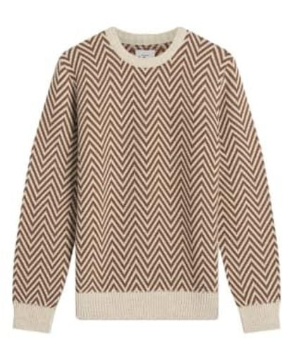 Ben Sherman Retro Chevron Jacquard Sweater Ivory / L - Brown