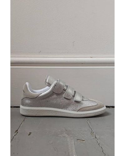 Isabel Marant Beth Silver Velcro Sneakers - Gray