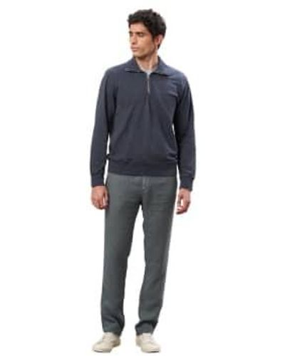 Hartford Tanker Linen Trousers Eucalyptus - Blue