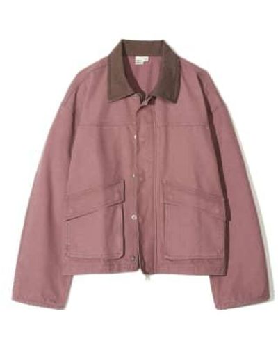 PARTIMENTO Vintage Washed Wide Work Jacket In Medium - Purple