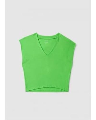 FRAME Womens Le High Rise V Neck T Shirt In Bright Peridot 1 - Verde