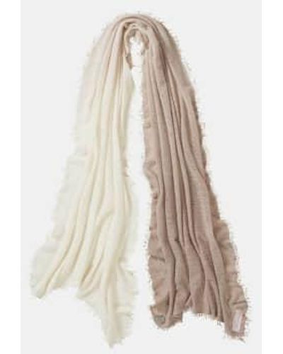 PUR SCHOEN Hand Felted Cashmere Soft Scarf Ombre Nougat- + Gift Wool - Natural