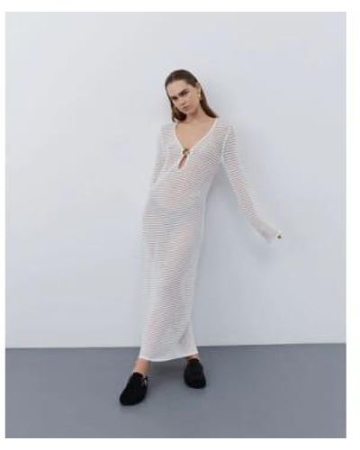 Sofie Schnoor Long Knitted Dress Off Xs - White