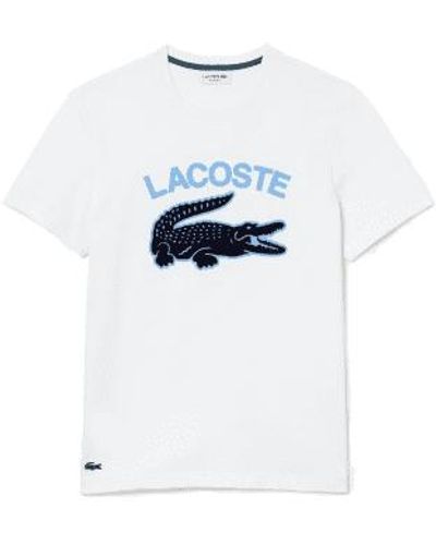 Lacoste Regular Fit Crocodile Print Tee Xl - Bianco