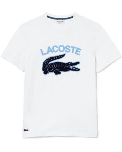 Lacoste Normal geschnittenes t-shirt mit krokodildruck xl ​​weiß