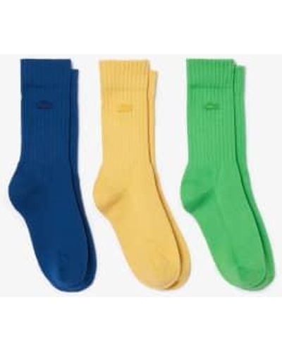 Lacoste Paquete 3 calcetines unisex algodón orgánico - Azul