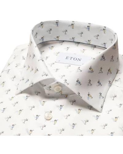 Eton Weißer zeitgenössischer fit -getränkendruck signature poplin shirt 10001165101 - Mettallic