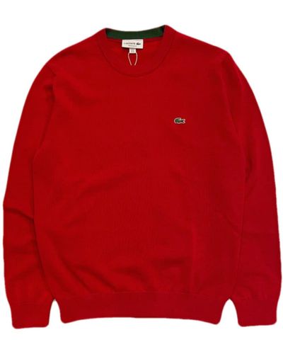 Lacoste Cotton Crew Neck Sweater Red
