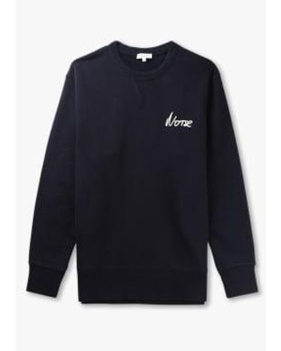Norse Projects S Arne Relaxed Organic Chain Stitch Logo Sweatshirt - Blue