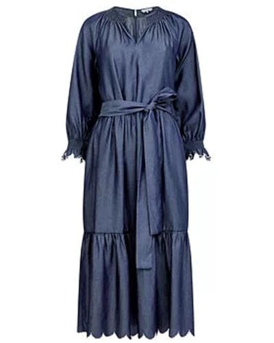Great Plains Tiered Midi Stitched Chambray Dress Dark Indigo - Blue