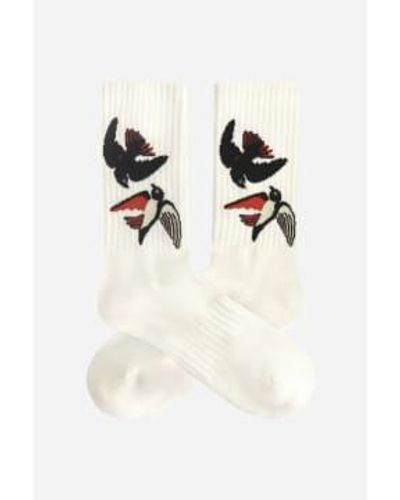 Adam Lippes Sport Socks Swallow Pair Sustainable - Bianco