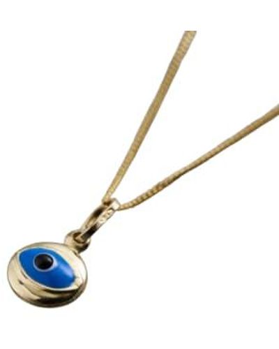 Posh Totty Designs Mini Evil Eye Necklace 9ct - Blue