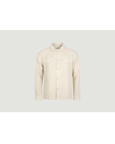 Knowledge Cotton Organic Linen Overshirt With Pockets - Bianco