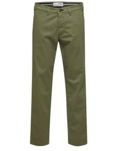 SELECTED Pantalones chino liquen ajustados - Verde