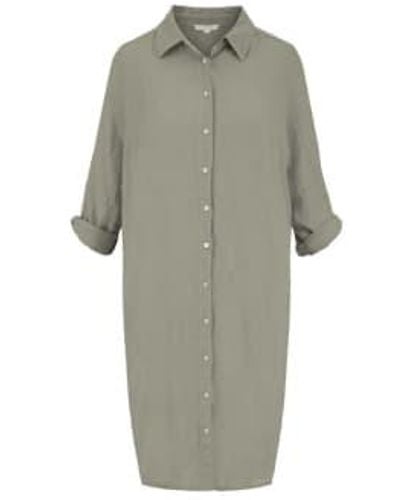 Zusss Blouse Dress Linen Look Saliegroen Medium - Gray