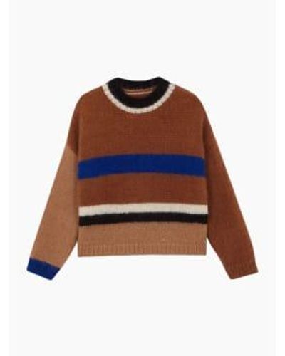 Cordera Mohair Striped Sweater One Size - Brown