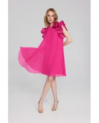 Joseph Ribkoff Chiffon Pleated Dress 10 - Pink