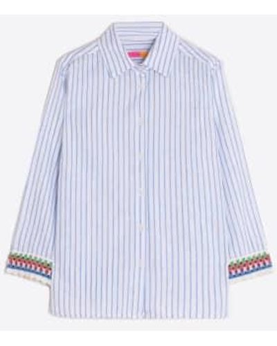 Vilagallo Sara Linen Stripe Shirt 10 - Blue