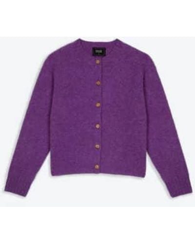 Lowie Lavender Brushed Boxy Cardigan S - Purple
