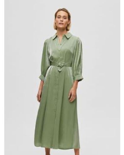 SELECTED Metallic Shirt Dress - Verde