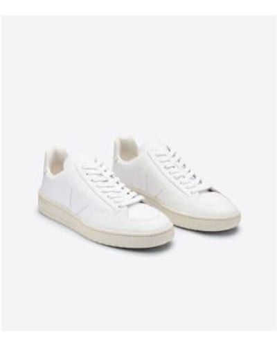 Veja Leather V12 Shoes Unisex - Bianco