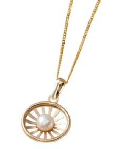 Posh Totty Designs Products 9ct Pearl Sunburst Charm Necklace - Metallic